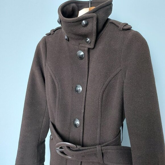 Brown Soia & Kyo Wool Blend Long Belted Coat - Picture 3 of 15